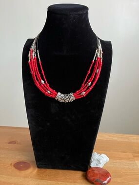 CHICO's Native American style  silver tone multi-strand necklace boho bohemian